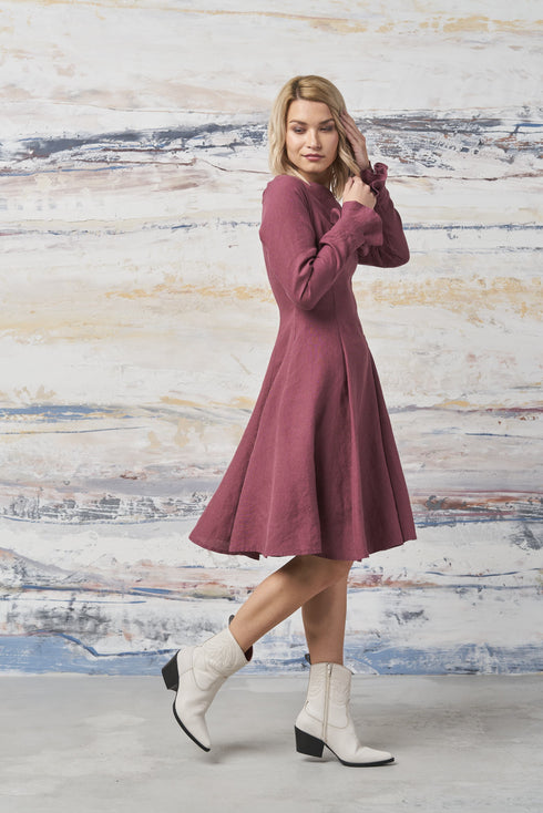 Image 1 of linen dress with long ripple sleeves ideal for any season Justina from Baltic Linen